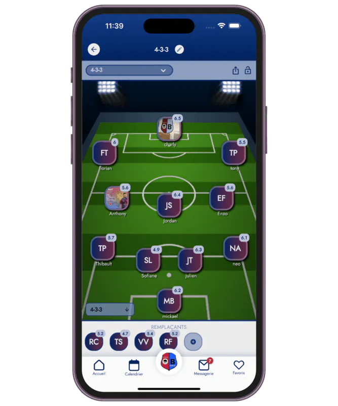 La composition d'équipe dans SportCorico